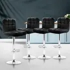 4PCS Elegant Modern Bar Stools Upholstered Gas Lift Swivel Kitchen Barber Chairs