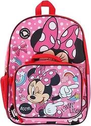 Disney Minnie Mouse 16" Backpack with Rectangle Lunch Bag, Pink, Large, Backpack