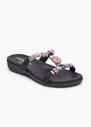 [Taking Shape] Taking Shape Gem Stone Flexible Slide Size 39 in Black - Women's Shoes Black