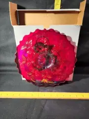 Fenton Art Glass Ruby Red Carnival Plate Flawless Shape New In Box Fenton Family
