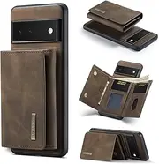 Yidai-Silu Google Pixel 7 PU Leather Case 【2in1 Design, Kickstand Function】 Detachable Magnetic Wallet Card Holder Case TPU Shockproof Back Cover for Google Pixel 7 - Coffee