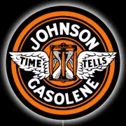 Johnson Gasoline - Time Tells NEW LED Hanging Lighted Sign: 23" Dia. Round