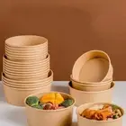 50pcs With Transparent Lid Fast Food Package Box Round Rice Bowl Takeway