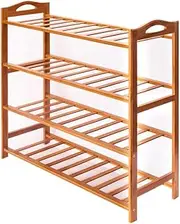 [Clevinger] 4-Tier Free Standing Shoe Racks, Stackable Bamboo Wood Shoe Rack Durable Shoe Shelf Holder, Functional Sturdy Shoe Organizer for Closet Entryway Hallway Indoor & Outdoor (1Pack, 4-Tier)