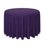 10 Pack 108" Round Polyester Fabric Tablecloths for Wedding Banquet - Purple