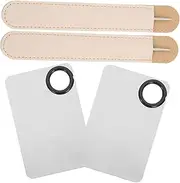 WOFASHPURET 2 Sets Stainless Steel Makeup Spatula Set with Leather Case Mixing Plate for Foundation and Nail Art Easy to Clean Portable Cosmetic Blending Tool for Professional Makeup Artists