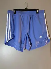 Adidas Women’ Pacer 3 Stripes Knit Shorts Blue Plus Size 1X Inseam 3 In New