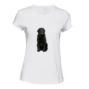 Cute Black Labrador Dog White Female Ladies Women T Shirt Tee Top