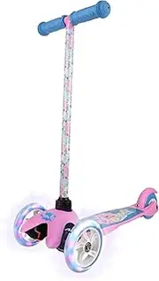 Self Balancing Kick Scooter With Light Up Wheels, Extra Wide Deck, 3 Wheel Platform, Foot Activated Brake, 75 lbs Limit, Kids & Toddlers Girls or Boys, for Ages 3 and Up