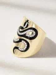 [Diane Kordas] Diane Kordas - Snake 18-karat Gold, Diamond, Tsavorite And Enamel Ring - 6 6 Gold
