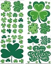 Weforu St Patricks Day Window Clings, Shamrock Window Stickers for St Patricks Day Decorations, 106 PCS Reusable Static Spring Window Clings