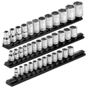 60053-3-Piece Black Magnetic Socket Organizer Set - Aluminum Rails Store up t...