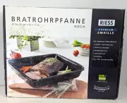 Riess Roasting Baking Pan Porcelain Enamel Up To 450° C Black Rectangular - NEW