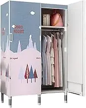 Portable Wardrobe Wardrobe,Portable Canvas Wardrobe Shelves,Clothes Closet Storage Organizer Open Door Fabric Wardrobe with Hanging Rail Clothes Rack