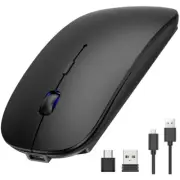 Ergonomic Wireless Mouse Portable for Travel Business, USB-C+USB-A 2.4G Enabled