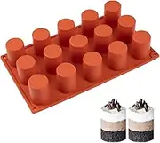 FVVMEED 15 Cavities Cylindrical Fondant Silicone Mold Cupcake Mousse Pan DIY Cupcake Pastry Pudding Cookie Cake Jelly Muffin Chocolate Handmade Soap Baking Mould Tool Ice Tray Candle Making Supplies