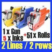 Price Pricing Gun Labeller 2 Lines 10 Digits + 51x Label Rolls & 5 Inks