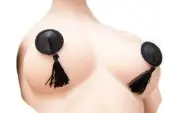 TASSEL SATIN PASTIES ADHESIVE REUSABLE Nipple Cover Burlesque Exotic Lingerie