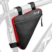 BOBILIFE Bike Triangle Frame Bag - Bicycle Cycling Storage Triangle Top Tube Front Pouch Saddle Bag for Road and Mountain Bikes (Red)