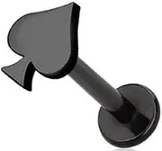 [Body Accentz] Labret 316L Stainless Steel Spade Cards Monroe, no gemstone