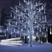 Meteor Shower Lights Outdoor White Christmas Lights 16 Inch 10 Tubes 360 LED Fal