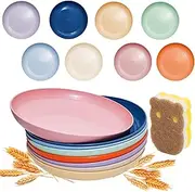 8 Pieces 10 Inch Wheat Straw Plates, Unbreakable Dinner Plates, Lightweight Straw Plates, Dishwasher & Microwave Safe, Perfect for Dinner Dishes, Healthy for Kids & Adult