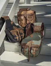 Western Saddle Canvas and Leather Trail Riding Saddle Bags - 3 Color Choices