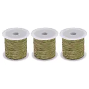 3 Rolls Nylon Beading Thread Knotting Cord 0.6mm 50yard Satin String, Dark Khaki