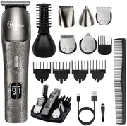 Hatteker Beard Trimmer Men's Hair Trimmer Hair Trimmer Waterproof Electric Shaver Shaving Grooming Kit with Moustache Face Nose Body 6 in 1