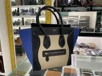 在飛比找Yahoo!奇摩拍賣優惠-㊣東區正精品㊣CELINE Luggage 灰+藍+黑拼接牛