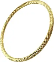 [Generic] Bangle Real 18KGF Yellow Gold Filled Twist Cuff Bracelet Teen Size 55mm
