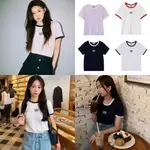 （台現）韓國MARITHE W CLASSIC LOGO RINGER TEE 撞色短T 短袖上衣 滾邊 刺繡 短袖T恤