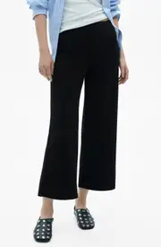 MANGO Flowy Wide Leg Crop Pants in Black at Nordstrom, Size Small