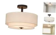 Drum Semi Flush Light, 3 Light Semi Flush Mount Ceiling Light Dark Bronze