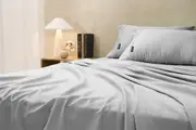 Sheraton Luxury 1000TC Cotton Rich Bed Sheet Set (Dove Grey, Queen)