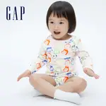 GAP 嬰兒裝 GAP X SNOOPY史努比聯名 純棉長袖包屁衣-白色印花(740278)