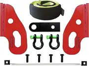 5T Recovery Tow Points Red + 5T Recovery Hitch Receiver + 2 x D Ring Bow Shackle 4.75T + 10000KG Tree Trunk Protector for Nissan Patrol GU Series 2 - Onwards, II, 3 III, IV 4, 5, 6, 7, 8