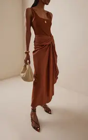 [Johanna Ortiz] Encanto Pacifico Linen-Blend Maxi Wrap Dress