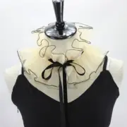 Women Lace-up Ruffle Fake Collar Mesh Tulle Choker Sweater Clothes Accessory