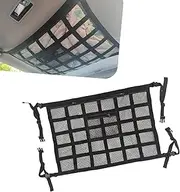 JawGrew Pack-1 Car Roof Storage Net, 31.4" x 21.2" Double Net Travel Organizer for Toys Quilt Tent, Avoid Sagging Reinforced Load-bearing Storage Bag with Adjustable Buckle, Universal for Car (Black)