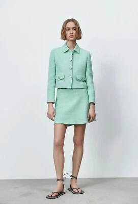 zara 2 piece set medium textured blazer and skirt brand new