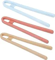 HJZHII 3Pcs Silicone Mini Tongs, Small Tong for Kids and Parents 5.5 Inch Small Toddler Tongs Serving Grippers for Steaks Appetizers Popcorn Candy Ice Cube Fruits Sugar Salad Snacks, 3 Colors