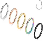[AROWRO] 20G 18G 16G 14G 12G 10G 316L Surgical Steel Hinged Segment Ring Hoop Nose Septum Clicker Helix Daith Rook Conch Tragus Piercing Jewelry Cartilage Earring Piercing Jewelry