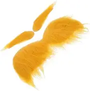 TENDYCOCO Yellow Fake Mustache and Eyebrows Set Fake Beard Stick on Eyebrows Beard Novelty Mustaches Grandpa Old Man Cosplay Disguise Accessories for Holiday Carnival Party