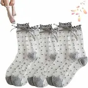 [HUIQINGLI] 6 Pairs Women's Sheer Mesh Lace Socks, Cute See Through Ruffle Socks Ultra Breathable Thin Lace See Through Sock