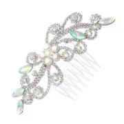 SILVER HAIR COMB CLEAR AB STONES ( 71573 ABS )