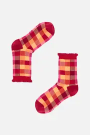 Pink Maxine Check Socks