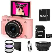 5K Digital Camera for Photography – 75MP Vlogging Camera with WiFi, Autofocus, 3" Flip Screen, 18X Zoom – Compact Camera for YouTube - Wide Angle Lens, 64GB SD Card, Battery, Card Reader & Filter Kit