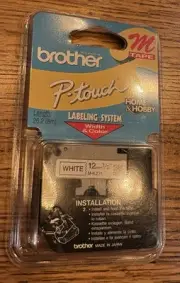 Brother M Tape P Touch 12mm 1/2" M-K231 White PT-100, -110, -65 -85 white