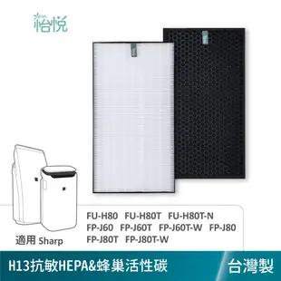 怡悅 HEPA 濾心 濾網 適用 夏普 SHARP FU-H80T-N FP-J80T-W FP-J60T-W 清淨機